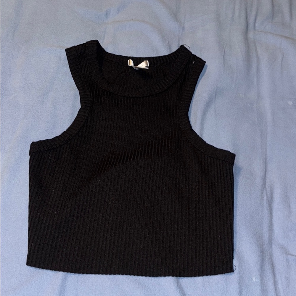 Black Sleeveless Ribbed Top